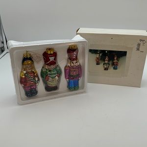 Vintage  Toy Soldier Hand Blown Glass Christmas Ornaments - Set of 3